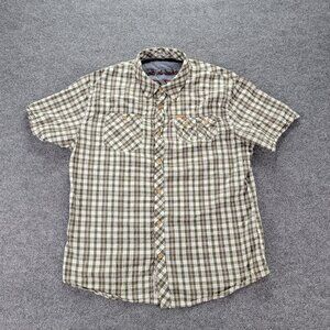 AKOO Hunt Club Shirt Mens 2XL Gray‎ Green Plaid Short Sleeve Western Urban